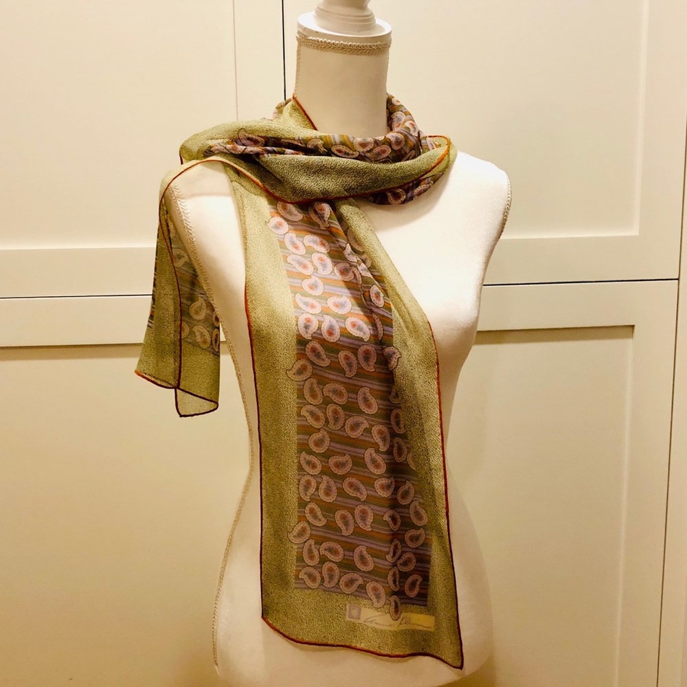 Anne Klein Paisley Sheer Silk Chiffon Scarf
